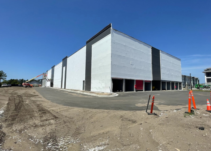 Exterior view of Holmes Tract public storage facility under construction in Myrtle Beach, SC